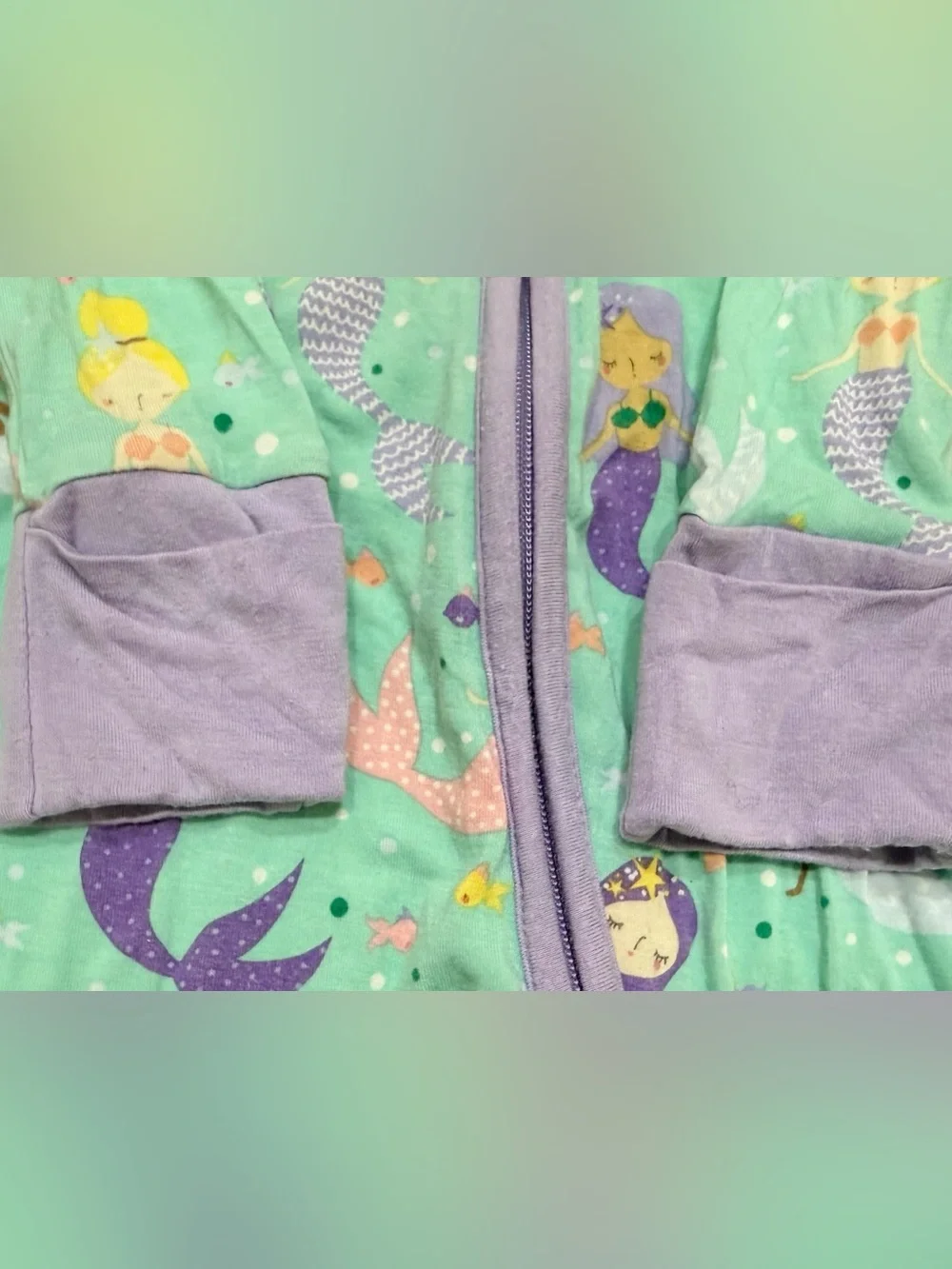 Little Sleepies Mermaid Magic Girls Convertible Bamboo Zippy Size 3-6 Months